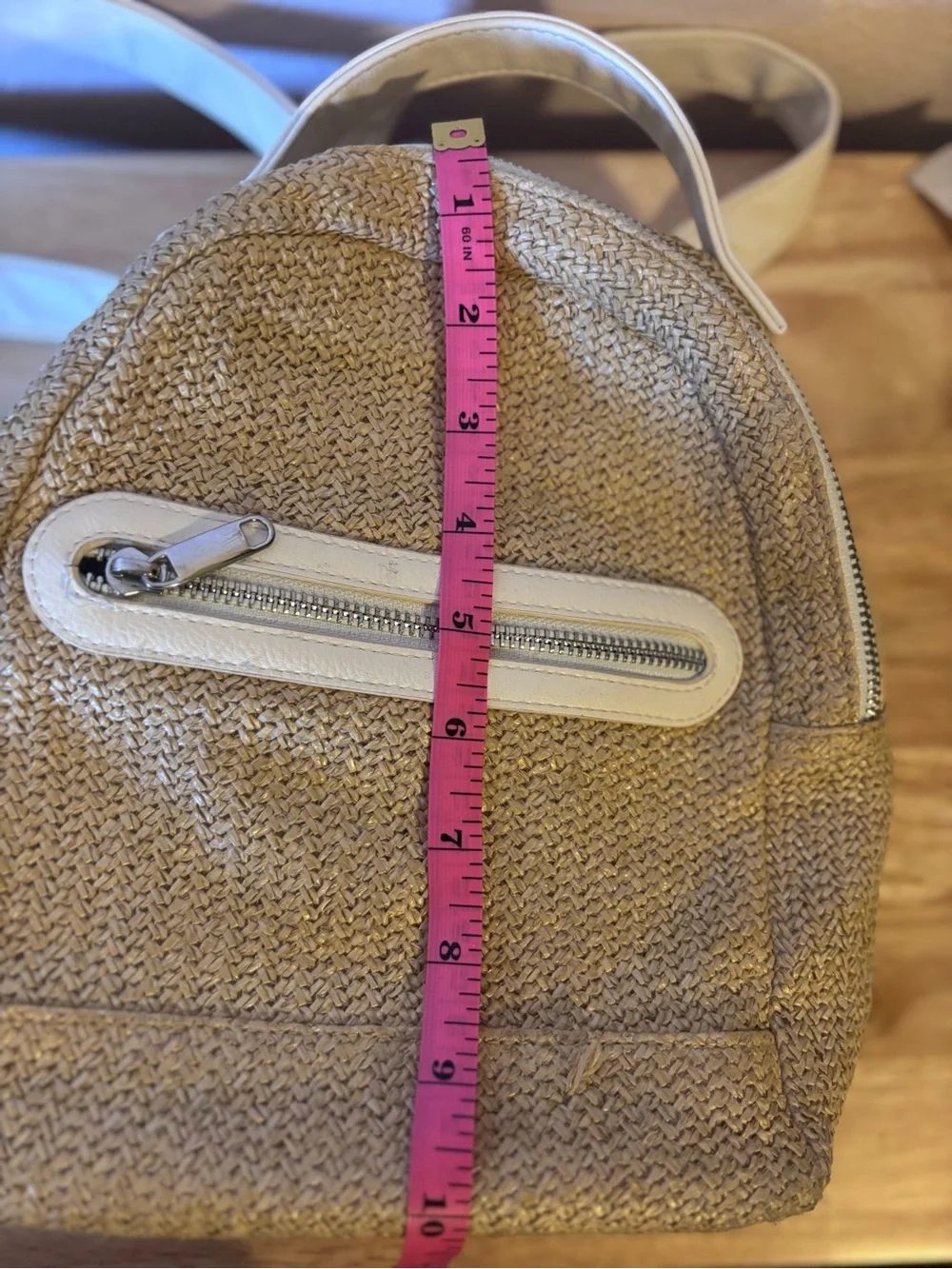 Wold Fable Woman’s Straw Mini Backpack with White Trim